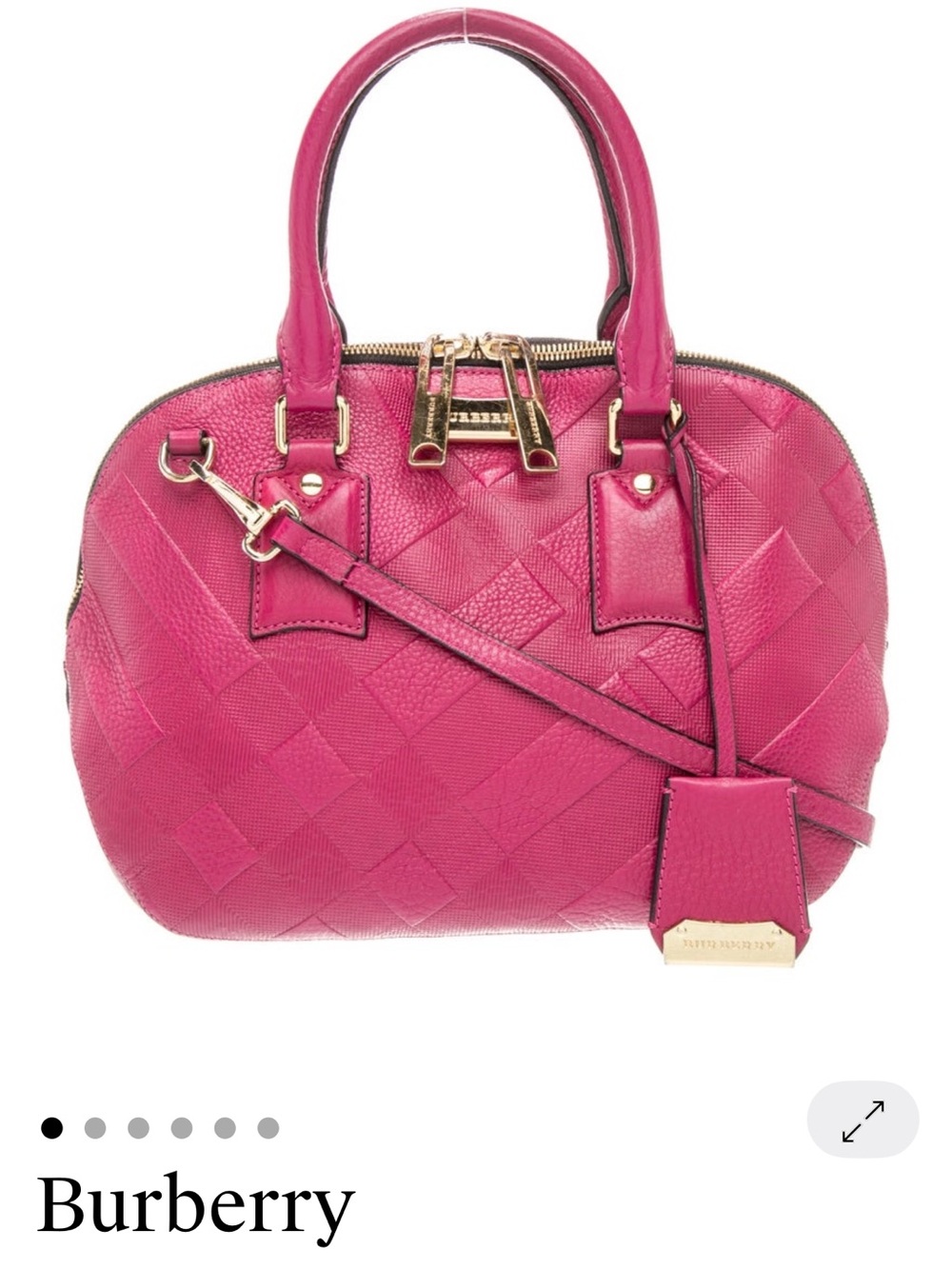 Burberry Heritage Grain Hot Pink Quilted Leather Bowling Satchel Gold Hardware - Picture 1 of 5